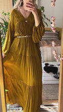 Load and play video in Gallery viewer, GODDESS GOLDEN OLIVE DRESS
